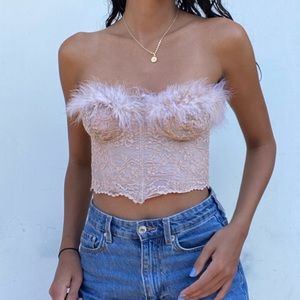 NBD feather bustier (champagne)